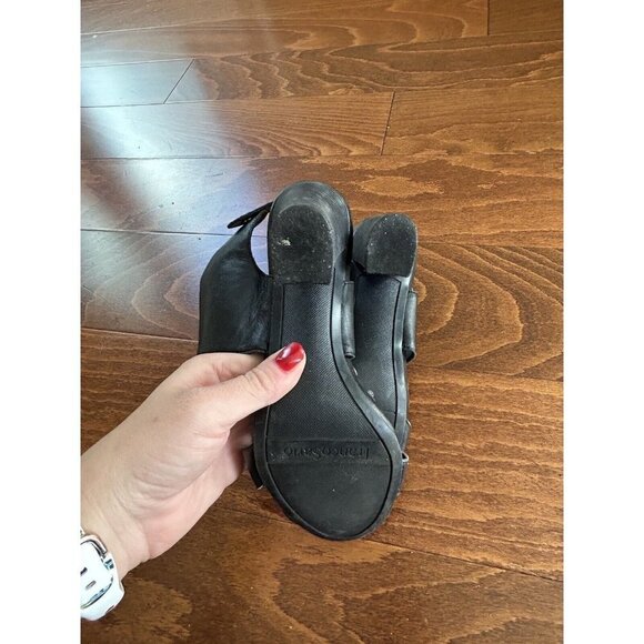 Franco Sarto Womens Black Open Toe Heeled Leather Sandals Size 6 M - Picture 4 of 8